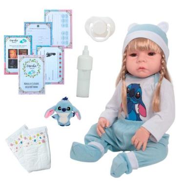 Imagem de Boneca Reborn Loira Stitch Recém Nascida Pode Dar Banho - Cegonha Rebo