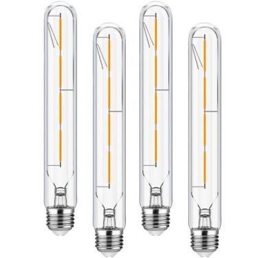 Imagem de Lâmpada LED HOMOSUM T10 4W Tubular regulável 3000K E26, pacote com 4