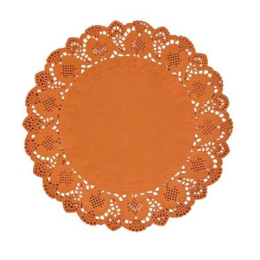 Imagem de Doilies toalha de papel rendado Redondo Laranja 34,5cm 52un - TodaTrec