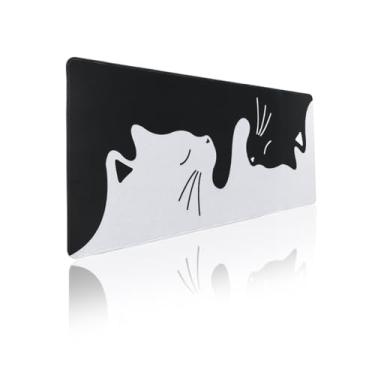Imagem de YUNZII Keynovo Mouse pad para jogos, tapete de mouse grande, antiderrapante 4 mm para laptop, mesa de jogos, à prova d'água para jogos, escritório e casa (gato de abraço, 90 x 39,9 cm)