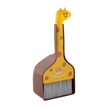 Imagem de IEUDNS Conjunto de vassoura e pá de lixo infantil, suprimentos pequenos de vassoura e pá de lixo, conjunto de limpeza varredura de desenho animado engraçado, Marrom