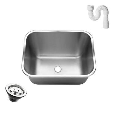 Imagem de Cuba Pia Inox Industrial Lavanderia Aço 304 60x50x40 As