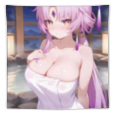 Imagem de LIEGBMEU Sexy Bikini Hot Anime Girl Tapeçaria 152.4 cm x 152.4 cm Interior Exterior Wall Quilt Art Decoração de Tapeçaria Caprichosa, AC078