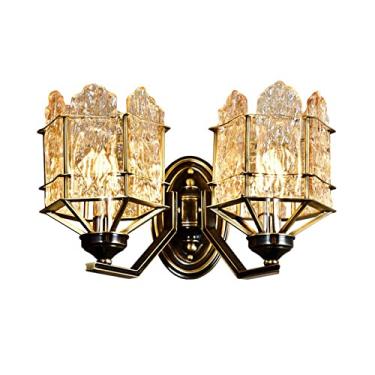 Imagem de ZzleoyuUUs-12 Candeeiro de parede de fundo de sala de estar de cobre vintage luz criativa lâmpada de cabeceira de quarto de luxo lâmpadas decorativas internas para corredor, corredor (grande)