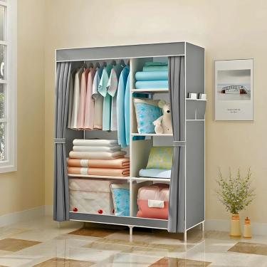 Imagem de Guarda Roupa Closet Dobrável Organizador Capa Tecido Cinza
