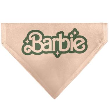 Imagem de Bandana Barbie Pet California Dreamin Barbie Icons Script Collage Peach Olive Slip On Collar Bandana Apenas