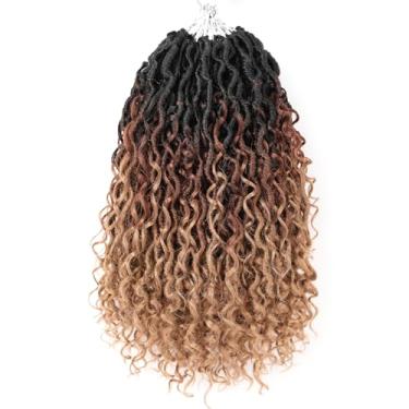 Imagem de Aipin Goddess Locs cabelo de crochê 35,5 cm Boho River Locs Hippie Locs ondulado crochê com cabelo encaracolado no meio e pontas extensões de cabelo tranças (7 pacotes, 35,5 cm, 3T1B/30/27)