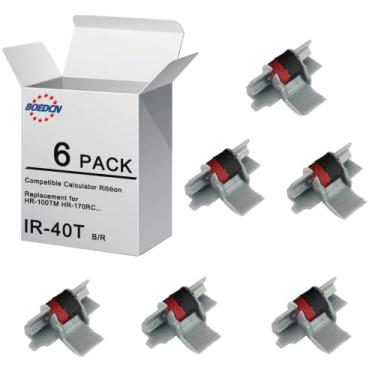 Imagem de Pacote com 6 fitas de substituição para calculadora Casio hr-100tm hr-170RC Ink IR-40T Rolo de tinta compatível com Casio HR-100TM Canon P23-dhv CP13 Sharp EL-1801V, selado individualmente, B/R