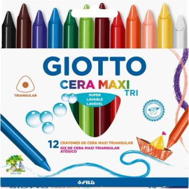 Imagem de Giz de Cera Gizão Giotto Maxi 12 Cores Triangular - Pacote com 12 - Fi