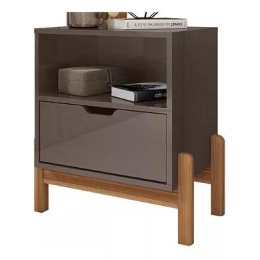 Imagem de Mesa De Cabeceira Quarto Mini Cômoda Antares 1 Gaveta e 1 Nicho - Cinz