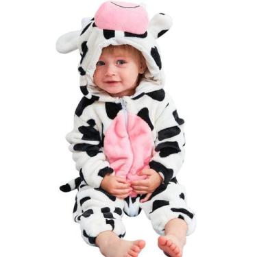 Imagem de Macacão Michley unissex para bebês e meninas com capuz, vaca de invern