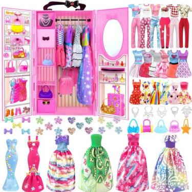 Imagem de Conjunto de roupas e acessórios para bonecas 82 unidades para boneca d