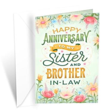 Imagem de Prime Greetings Cartão de aniversário de irmã e cunhado, feito nos EUA, cartolina grossa com envelope premium embalado em um envelope de apresentação reutilizável, ecológico, 12,7 cm x 19,7 cm