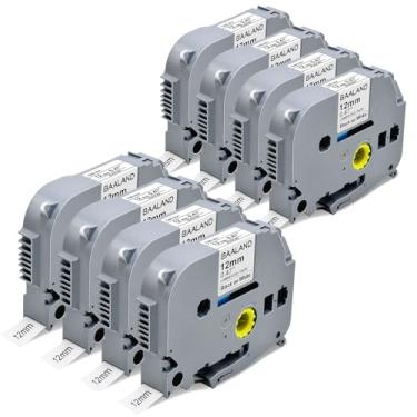 Imagem de Pacote com 8 refis de fita adesiva compatível com Brother Tz Tape 12 mm 0,47 branco laminado TZe-231 para P-Touch Label Maker PT-D210 PT-H110 PT-D220 PT-1880 1180 2030, tinta preta em branco 1/5.1 cm,