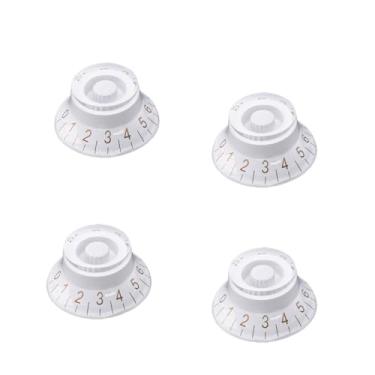 Imagem de DIAO79NI Puxadores de cartola tamanho métrico 18 estrias para guitarra elétrica Epiphone Les Paul SG, branco/dourado (conjunto de 4)