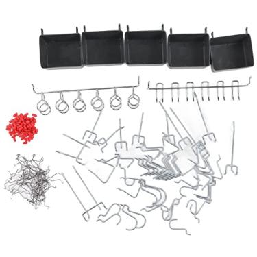 Imagem de Pegboard Gays Sorteamento Kit de organizador universal pesado com 114pcs Acessórios de armazenamento para garagem Basement Basement Silver Alloy