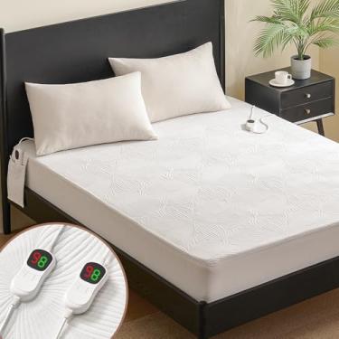 Imagem de Homemate Colchão aquecido Queen Size – Colchão elétrico jacquard tricotado 3D, aquecedor de cama queen com controle duplo, configuração aquecida 10 – desligamento automático 8 horas, ajuste até 76 cm