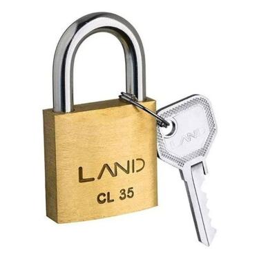 Imagem de Cadeado de Latão LAND com Haste Cromada e Disco Anti-Gazua