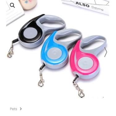 Imagem de Guia para Cães Cachorro com trela Retrátil Automática com Trava Corda Pequeno E Grande Porte