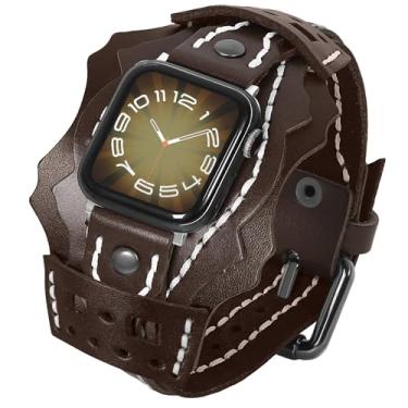 Imagem de VIQIV Pulseiras de couro masculinas compatíveis com Apple Watch Series SE/SE2/10/9/8/7/6/5/4/3 de 40 mm, 38 mm, 41 mm e 42 mm (série 10)