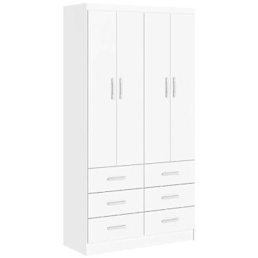 Imagem de Guarda Roupa Napoles Solteiro 4 Portas 6 Gavetas San Marino Cor Branco