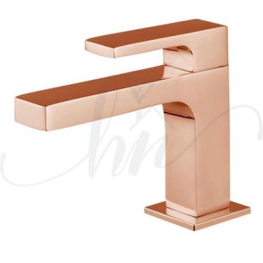 Imagem de Torneira de Pia para Banheiro Quadrada Luxo Rose Bica Baixa - HOME NET