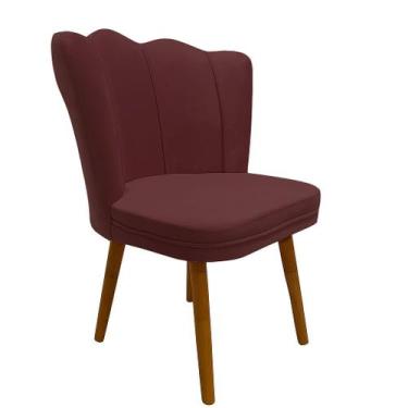 Imagem de Cadeira Pétala Decorativa Tecido Veludo Pés Palito, MARSALA