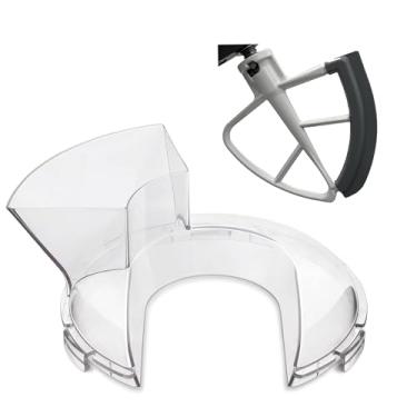 Imagem de HXLFW Protetor de derramamento com batedor flexível para batedeira KitchenAid de 4,5 a 5 litros, transparente, protetor contra respingos com bico de despejo