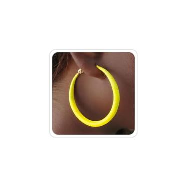 Imagem de Brincos de argola femininos modernos dos anos 80 e 90 brincos de neon brilhantes de Natal para filha mãe acessórios bijuterias de fantasia, 1.57, Metal, Sem pedra preciosa