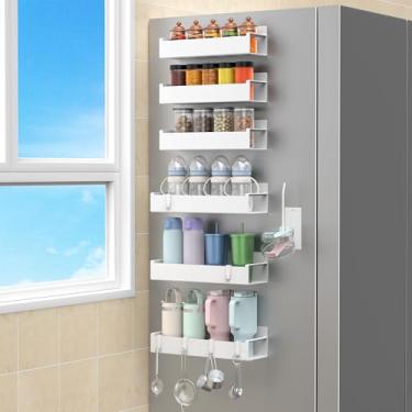 Imagem de HuggieGems Suporte magnético para garrafa de água para geladeira, organizador de copo para Stanley e copo para cozinha, pacote com 6, branco