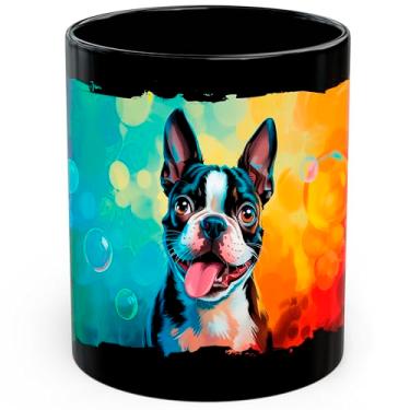 Imagem de Caneca de café de cerâmica Boston Terrier 325 ml linda raça de cachorro pequeno - Caneca de chá e café com aderência confortável - Copo de presente divertido exclusivo para escritório ou casa