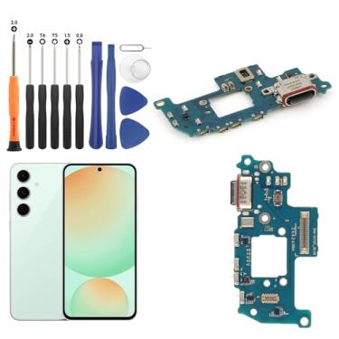 Imagem de Conector Dock para Samsung Galaxy S24 FE 5G SM-S721U Cabo flexível de substituição para Samsung Galaxy S24 USB Charger Dock Board Conector com ferramentas (preto)
