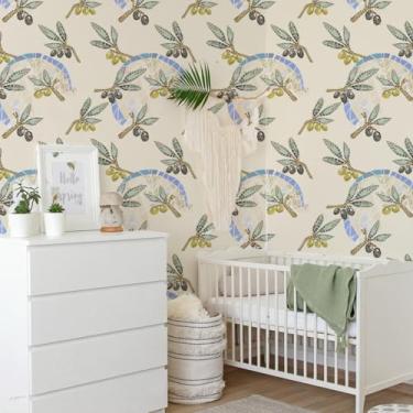 Imagem de ESSMOKO Papel de parede Olive Branch Rainbow Purple Green PVC papel de parede autoadesivo sala de estar quarto fundo parede móveis decoração adesivo roxo verde 45 * 600 cm