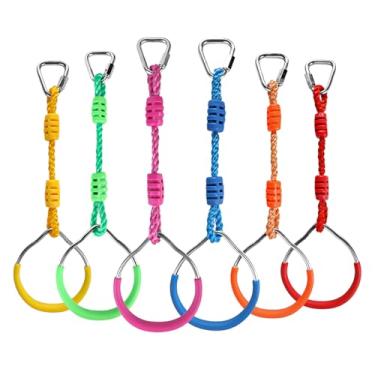 Imagem de Ymeibe Anéis Ninja Barras de Macaco Swing Trapézio Bar Playground Swingset Anéis Ninja Curso para Crianças Anéis de Ginástica Ninja Quintal Acessórios de Obstáculo Ninjaline (6 Cores)