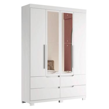 Imagem de Guarda Roupa Solteiro 160cm com Espelho Doble Branco        - Albatroz