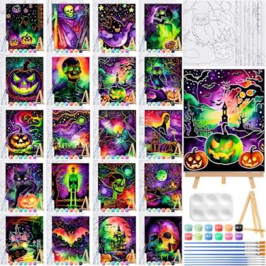 Imagem de Zhanmai Pacote com 20 telas pré-desenhadas para pintura, kit de pintura em tela desenhada, telas pré-impressas para beber e pintar lembrancinhas de festa faça-você-mesmo, presentes de aniversário