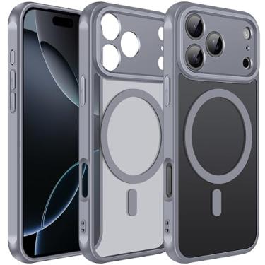 Imagem de ivoler Capa magnética para iPhone 17 Pro Max de 16,9 cm [compatível com Magsafe] [proteção de grau militar de 3,8 m] Capa com carregador magnético para, traseira translúcida fosca para iPhone 17 Pro