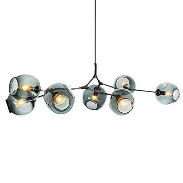 Imagem de Lustre Sputnik moderno, lustre de metal com gradiente, luminária pendente de meados do século, luminária de teto dourada, compatível com corredor, bar, cozinha, sala de jantar (fumaça)