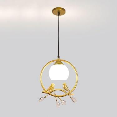Imagem de Lustre Fazenda Luzes Pendentes Ilha de Cozinha Moderna Pássaro Luminária Pendente Cristal Vidro Leite Lâmpada Pendurada Lustre V-intage Para Sala de Jantar Quarto Corredor Foyer, Dourado+bra