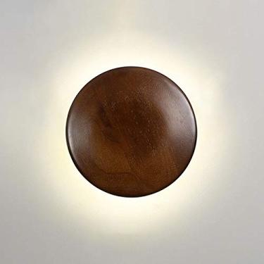Imagem de Luminária de parede LED, arandela de madeira, luminária de parede moderna, luminária de parede redonda embutida, luminárias de parede internas para quarto, cabeceira, sala de estar, escadas,