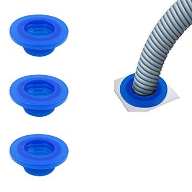 Imagem de Pacote com 3 mangueira de tubo de drenagem azul macia redonda desodorante plugue de silicone anel de vedação de esgoto para máquina de lavar roupa lavanderia banheiro banheira