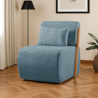 Imagem de Poltrona para Sala de Estar Madeira Maciça Cecília Luxo Azul