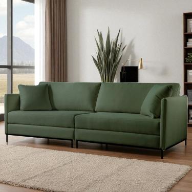 Imagem de Sofá Fixo Ravi 2 Lugares Luxo 1,70m Castellar Móbile Veludo Verde