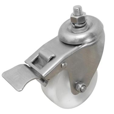 Imagem de Rodizio giratório inox 304 3 polegadas com espiga com rosca e freio - 