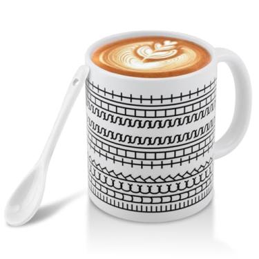 Imagem de Equivira Caneca de café de cerâmica com colher, caneca de café engraçada para amigos de trabalho, colegas de trabalho e humor de escritório, presente moderno para amantes de café