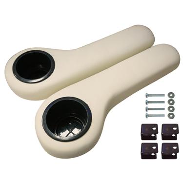 Imagem de Red Hawk SEAT-695-W Apoio de braço com suporte de copo conjunto branco, conjunto de 2 carrinhos de golfe