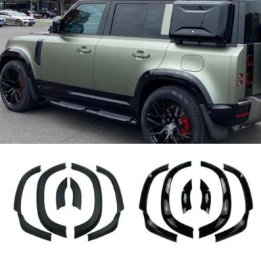 Imagem de Guarnições de roda de carro Acessórios de alargamento de arco de salto de roda compatíveis com Defender 90 110 2020-2023 Guarnições de para-choque de roda de sobrancelha de roda (preto brilhante 110)