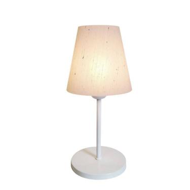Imagem de Abajur de Mesa Md-2005 Base Aluminio Branco Cúpula em Tecido Cone Linho Bege - Bivolt