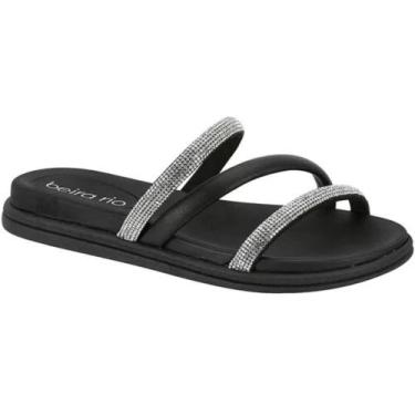 Imagem de Sandalia Papete Feminina Beira Rio Rasteirinha Strass Tiras tam 40