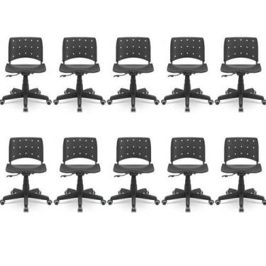 Imagem de Kit 10 Cadeiras para Escritório Ergonômica Secretária Giratória Ergopl